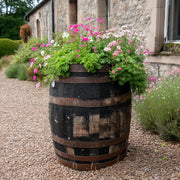 65cm Rustic Full Oak Barrel Planter